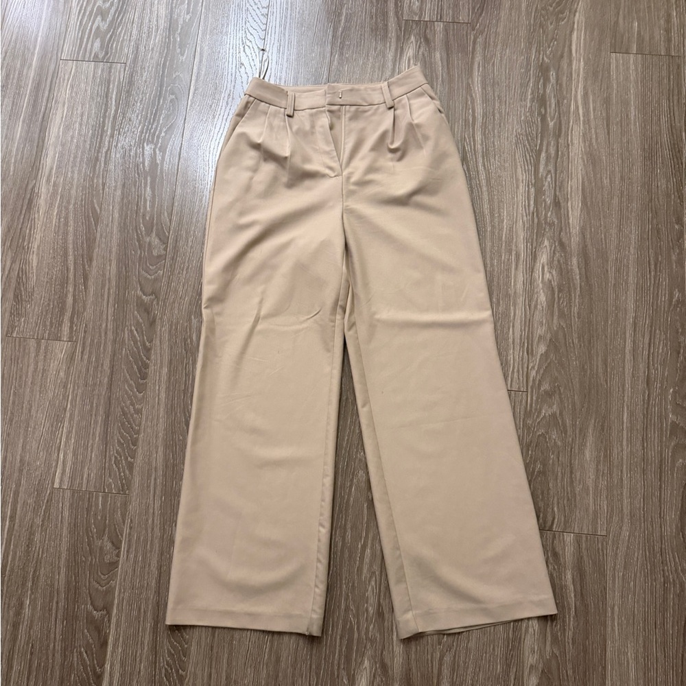 Commense Wide Leg Beige Dress Pants
